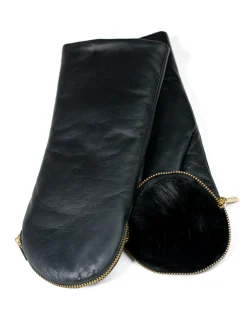 Aristide Fur Lined Mittens - Black