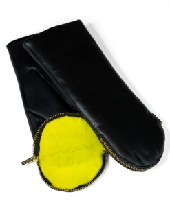 Aristide Fur Lined Mittens - Yellow