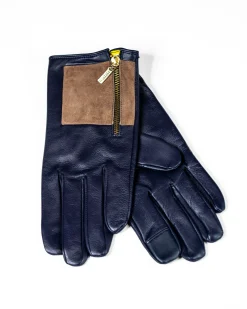 Aristide Square Gloves - Indigo And Yellow