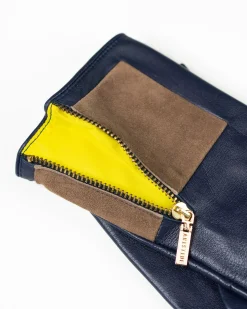 Aristide Square Gloves - Indigo And Yellow