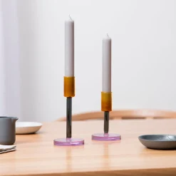 Block Design Glass Candlestick