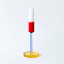 Block Design Glass Candlestick