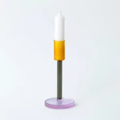 Block Design Glass Candlestick