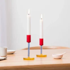 Block Design Glass Candlestick