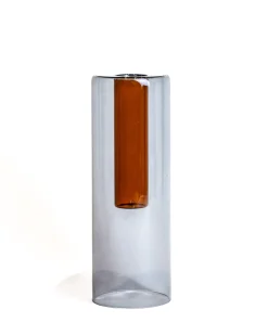 Block Design Large Reversible Glass Vase
