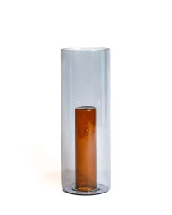 Block Design Large Reversible Glass Vase