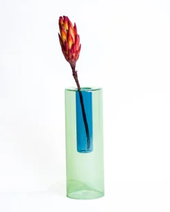 Block Design Large Reversible Glass Vase