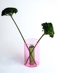 Block Design Small Reversible Glass Vase