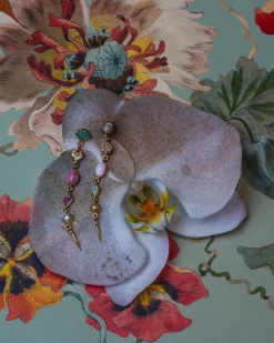 Grainne Morton Five Charm Victorian Drop Earrings Opal, Cameo And Pearl