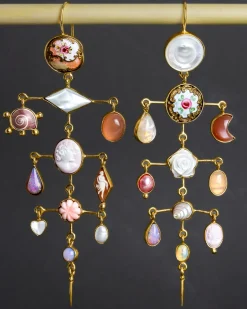 Grainne Morton Multilayer Balance Victorian Drop Earrings Peach