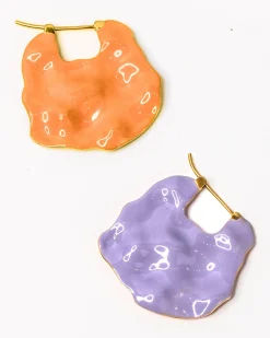 Joanna Laura Constantine Wave Double Face Earrings Lavender & Orange