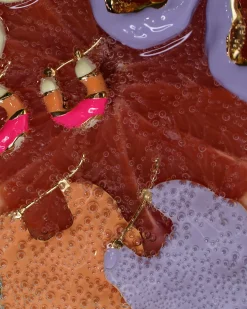 Joanna Laura Constantine Wave Double Face Earrings Lavender & Orange