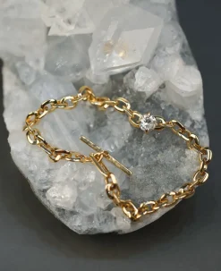 Lizzie Mandler Link Bracelet With Diamond Center