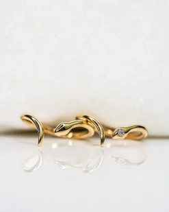Rokosz Open Snake Ring With Diamond Head