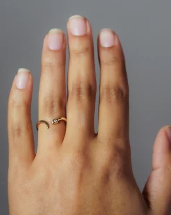 Rokosz Open Snake Ring With Diamond Head