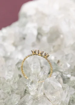 Satomi Kawakita Homespun Three Stone Brown Diamond Ring