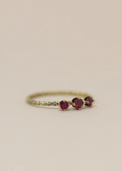 Satomi Kawakita Homespun Three Stone Ruby Ring