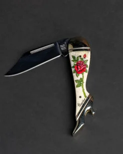Scrimshaw Boot Knife With Rose