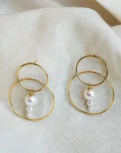 White/Space Triple Pearl Scarpa Earrings